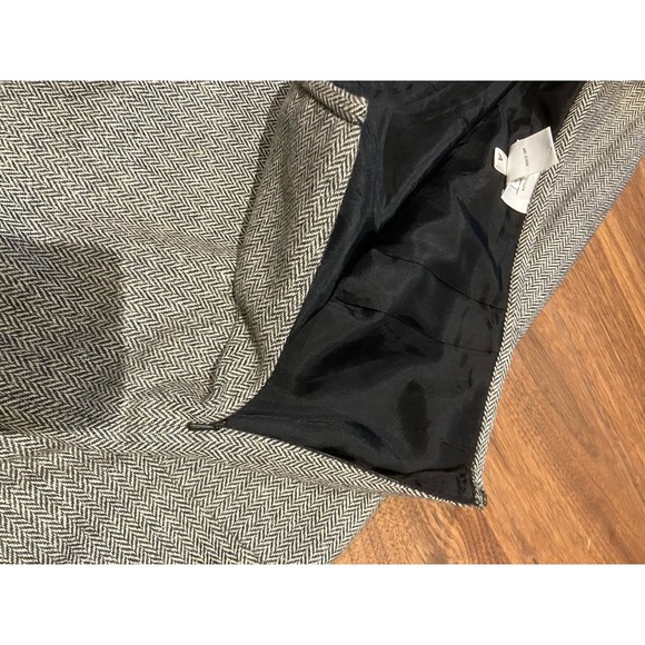 LOFT Wool Silk Blend 14 Godet Skirt Gray Black Office Zip Up Knee Length Office - Picture 5 of 9